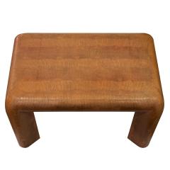 Karl Springer Karl Springer Mark II Brown Lizard Embossed Leather Coffee Table 1983 Signed  - 3283747