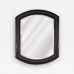 Karl Springer Karl Springer Marmol Style Mirror in Black Leather and Bronze 1980s Signed  - 2400280