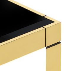 Karl Springer Karl Springer Metal End Table in Brass with Black Glass Top 1980s - 2088279