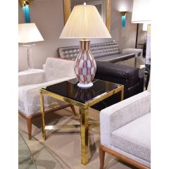 Karl Springer Karl Springer Metal End Table in Brass with Black Glass Top 1980s - 2088281