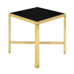 Karl Springer Karl Springer Metal End Table in Brass with Black Glass Top 1980s - 2088283