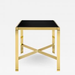 Karl Springer Karl Springer Metal End Table in Brass with Black Glass Top 1980s - 2089453