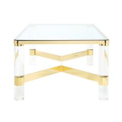 Karl Springer Karl Springer Meticulously Crafted Coffee Table with Lucite Legs 1980s Signed  - 2476155
