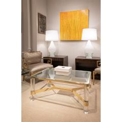 Karl Springer Karl Springer Meticulously Crafted Coffee Table with Lucite Legs 1980s Signed  - 2476159