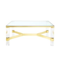 Karl Springer Karl Springer Meticulously Crafted Coffee Table with Lucite Legs 1980s Signed  - 2476160