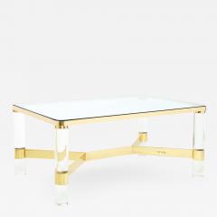 Karl Springer Karl Springer Meticulously Crafted Coffee Table with Lucite Legs 1980s Signed  - 2480366