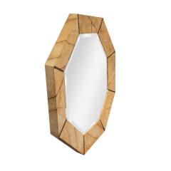 Karl Springer Karl Springer Octagonal Mirror with Superb Artisan Marble Lacquer 1980s - 3098907