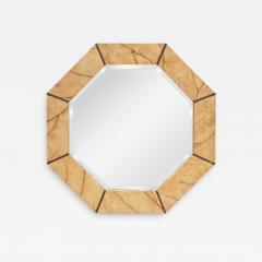 Karl Springer Karl Springer Octagonal Mirror with Superb Artisan Marble Lacquer 1980s - 3099242