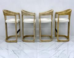 Karl Springer Karl Springer Onassis Bar Stools A Set of 4 Goatskin Boucle Bronze C 1980 - 3345538