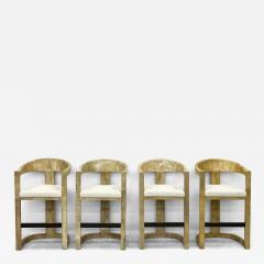 Karl Springer Karl Springer Onassis Bar Stools A Set of 4 Goatskin Boucle Bronze C 1980 - 3347839