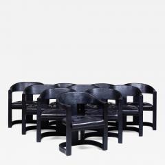 Karl Springer Karl Springer Onassis Chair Black leather and faux Ostrich Set of 10 - 2038545