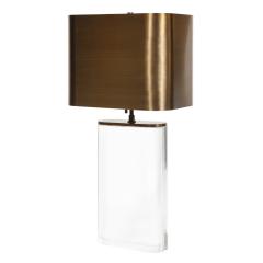 Karl Springer Karl Springer Oval Lucite Table Lamp with Bronze Shade 1970s - 2135970