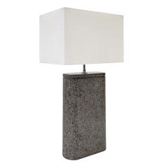 Karl Springer Karl Springer Oval Table Lamp In Black Granite with Lavastone Finish 1980s - 3174598
