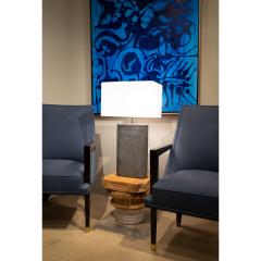 Karl Springer Karl Springer Oval Table Lamp In Black Granite with Lavastone Finish 1980s - 3174602