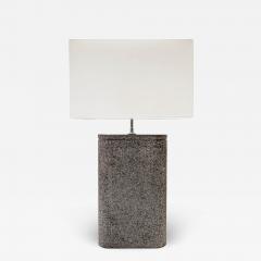 Karl Springer Karl Springer Oval Table Lamp In Black Granite with Lavastone Finish 1980s - 3177748