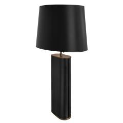 Karl Springer Karl Springer Oval Table Lamp in Black Snake Skin and Bronze 1980s - 4244190