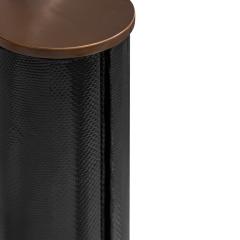 Karl Springer Karl Springer Oval Table Lamp in Black Snake Skin and Bronze 1980s - 4244194