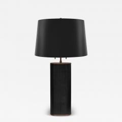 Karl Springer Karl Springer Oval Table Lamp in Black Snake Skin and Bronze 1980s - 4247220