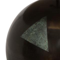 Karl Springer Karl Springer Pair Oxidized Brass Ball Lamps Multi Triangle Design 1980s - 2392548