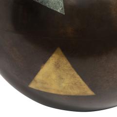 Karl Springer Karl Springer Pair Oxidized Brass Ball Lamps Multi Triangle Design 1980s - 2392551