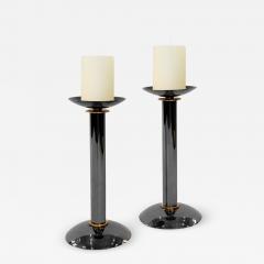 Karl Springer Karl Springer Pair of Candle Holders in Gunmetal and Brass 1970s - 1106904