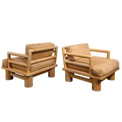 Karl Springer Karl Springer Pair of Exceptional Dowelwood Armchairs 1980s - 2503175