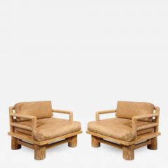 Karl Springer Karl Springer Pair of Exceptional Dowelwood Armchairs 1980s - 2503912