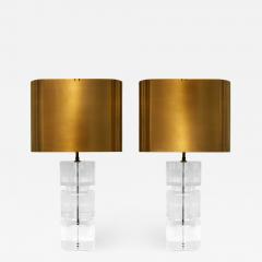 Karl Springer Karl Springer Pair of Lucite Table Lamps with Bronze Shades 1980s Signed  - 1232135