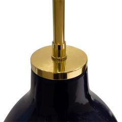 Karl Springer Karl Springer Pair of Mandarin Table Lamps in Deep Blue Glaze 1980s - 3143136