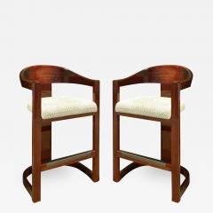Karl Springer Karl Springer Pair of Onassis Bar Stools in Lacquered Mahogany 1970s - 1987557
