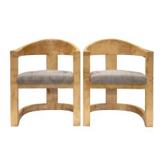 Karl Springer Karl Springer Pair of Onassis Chairs in Lacquered Goatskin 1970s - 3373580