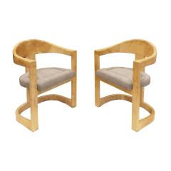 Karl Springer Karl Springer Pair of Onassis Chairs in Lacquered Goatskin 1970s - 3373583