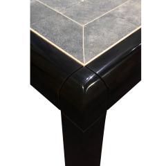 Karl Springer Karl Springer Pair of Stunning Black Lacquer Shagreen Top End Tables 1980s - 3148868