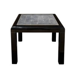 Karl Springer Karl Springer Pair of Stunning Black Lacquer Shagreen Top End Tables 1980s - 3148869