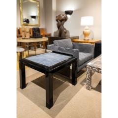 Karl Springer Karl Springer Pair of Stunning Black Lacquer Shagreen Top End Tables 1980s - 3148870