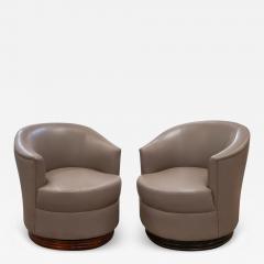 Karl Springer Karl Springer Pair of Sumptuous Leather Swivel Chairs 1980s - 3487738