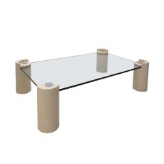 Karl Springer Karl Springer Rare Coffee Table with Legs in Embossed Lizard Leather 1980s - 4069417