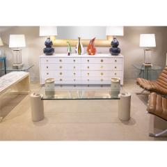 Karl Springer Karl Springer Rare Coffee Table with Legs in Embossed Lizard Leather 1980s - 4069419