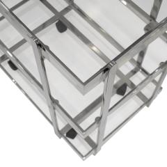 Karl Springer Karl Springer Rare Custom Serving Cart in Stainless Steel and Lucite 1980s - 4080782