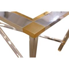 Karl Springer Karl Springer Rare Jansen Style Console Table in Polished Chrome and Brass 1980s - 2873854