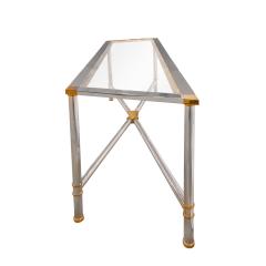 Karl Springer Karl Springer Rare Jansen Style Console Table in Polished Chrome and Brass 1980s - 2873856