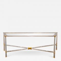 Karl Springer Karl Springer Rare Jansen Style Console Table in Polished Chrome and Brass 1980s - 2878895