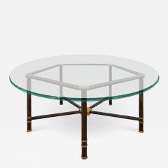 Karl Springer Karl Springer Rare Jansen Style Table in Polished Gunmetal and Brass 1980s - 2878893