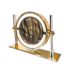 Karl Springer Karl Springer Rare Large Illuminating Vanity Magnifying Mirror 1980s - 2949748