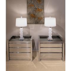 Karl Springer Karl Springer Rare Pair of Bedside Tables in Polished Stainless Steel 1980s - 3936613