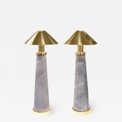 Karl Springer Karl Springer Rare Pair of Lighthouse Lamps in Shagreen and Brass 1980s - 1974992