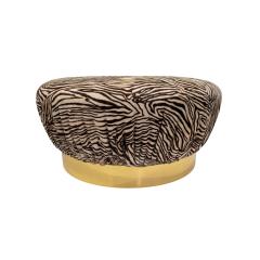 Karl Springer Karl Springer Rare Round Souffle Ottomans with Brass Bases 1980s - 3746308