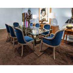 Karl Springer Karl Springer Rare Set of 14 Regina Dining Chairs in Antique Silver Leaf 1980s - 3076116