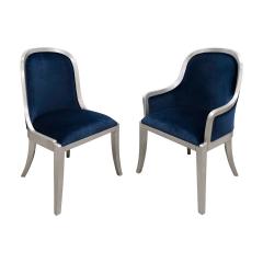 Karl Springer Karl Springer Rare Set of 14 Regina Dining Chairs in Antique Silver Leaf 1980s - 3076119