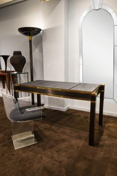 Karl Springer Karl Springer Rare Square Leg Desk in Brass and Brushed Gunmetal 1970s - 2733821